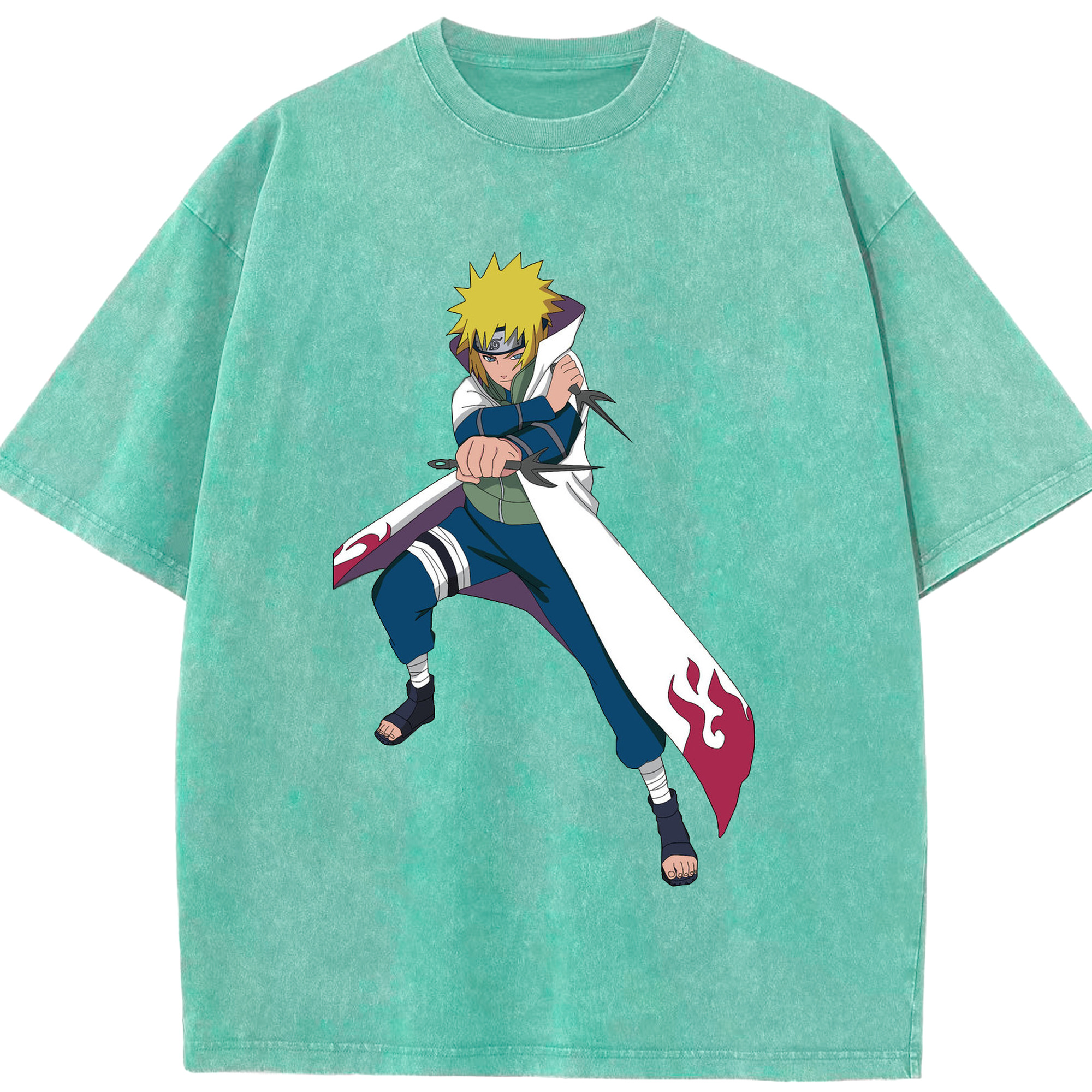 （画像用） NARUTO -ナルト- 波風 ミナト Namikaze Minato 綿100% ヴィンテージ風 半袖Tシャツ（フロントプリント）